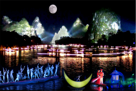 康辉旅游网广州往返阳朔印象刘三姐演出、兴坪漓江、银子岩  遇龙河竹筏动车3天.印象阳朔